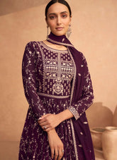 Fine Georgette Gown in Purple Colour